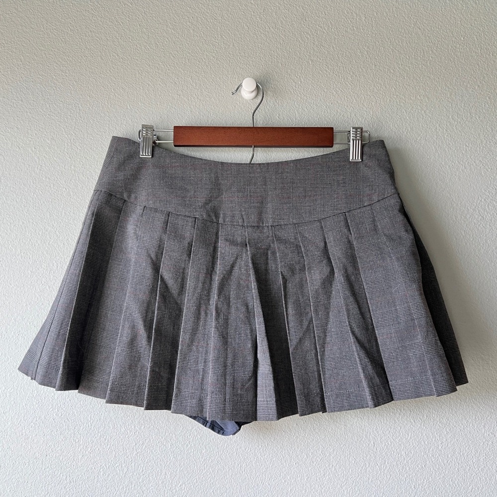 Y2K Womens‎ Plaid Pleated Micro Mini Skort Size L Dark Academia Preppy